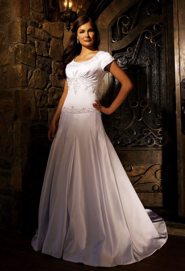 Orifashion HandmadeModest Wedding Dress with Swarovski Beaded De - Click Image to Close